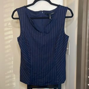 Classic navy w White Sleeveless Blouse